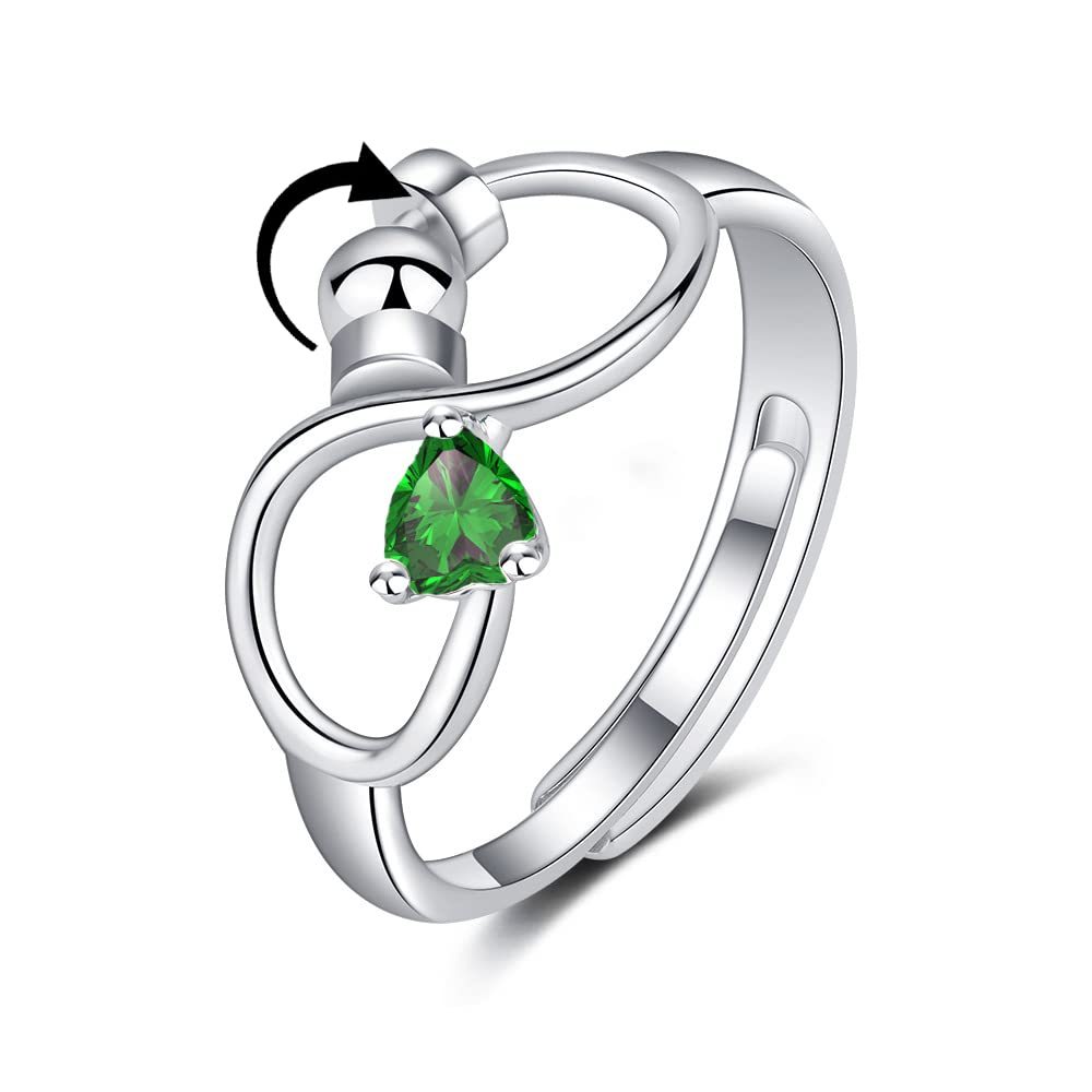 Fidget Anxiety Adjustable Rotating Ring for Women Girls with 12 Birthstone Jewelry for Birthday Gift - yournamenecklaceuk