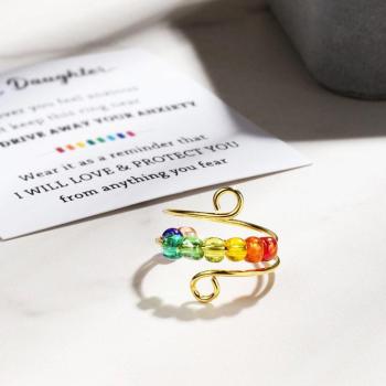Rotating Ring Relieving Anxiety Adjustable Rainbow Fidget Ring Jewelry Gift for Women - yournamenecklaceuk