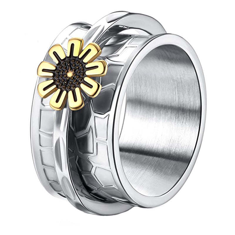 Fidget Anxiety Rings Daisy Spinner Ring Jewelry Gifts for Women - yournamenecklaceuk