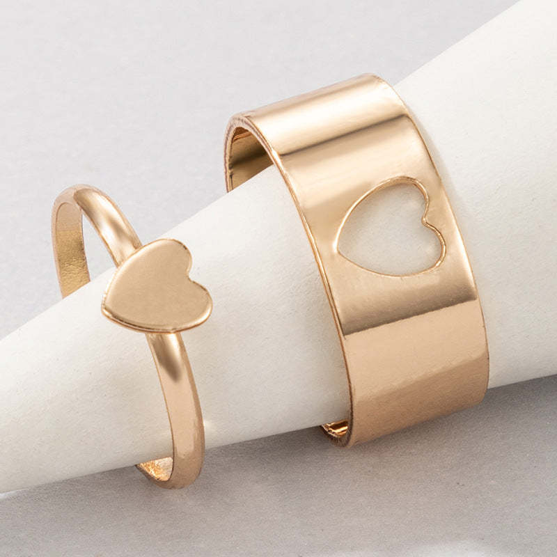 Hollow Heart-shaped Punk Rings Matching Rings for Couples - yournamenecklaceuk