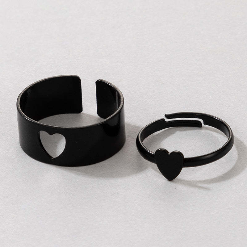 Hollow Heart-shaped Punk Rings Matching Rings for Couples - yournamenecklaceuk