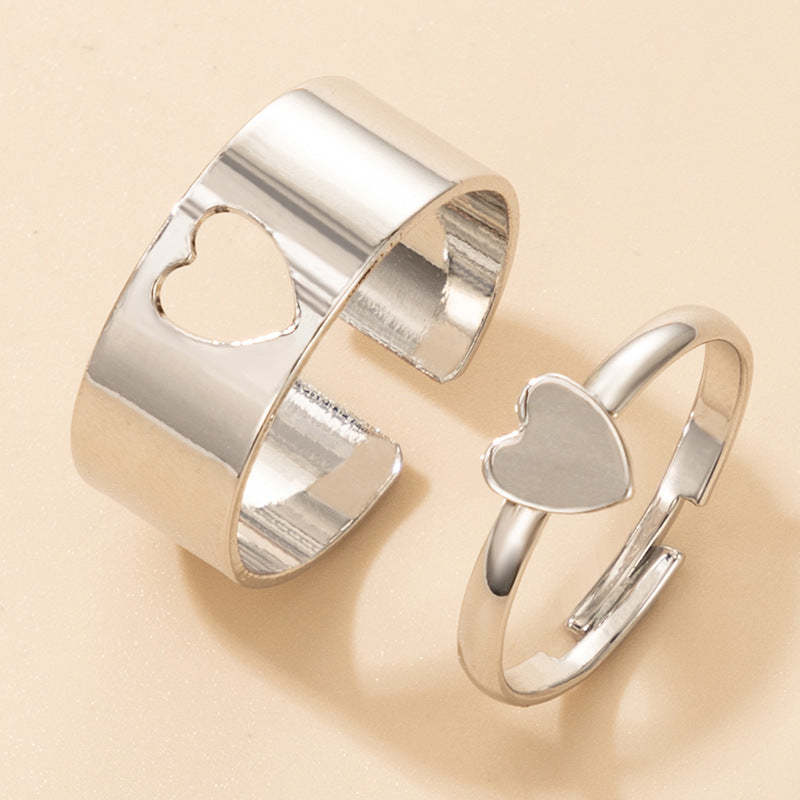 Hollow Heart-shaped Punk Rings Matching Rings for Couples - yournamenecklaceuk