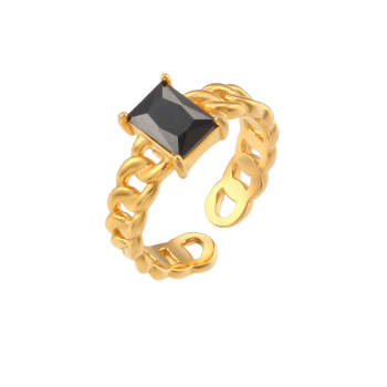 Stainless Steel Zircon Inlaid Ring Woven Adjustable Ring for Women - yournamenecklaceuk