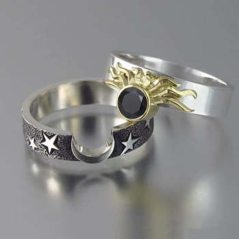 Sun and Moon Matching Rings Couples Ring Jewelry Gift for Lovers - yournamenecklaceuk