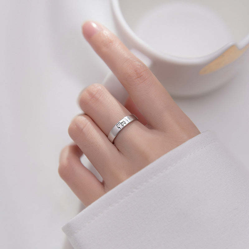 Cute Cat Matching Ring Adjustable Ring Animal Couple Jewelry Gift - yournamenecklaceuk