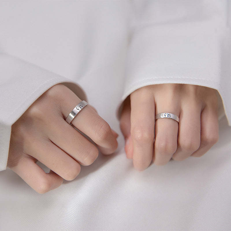 Cute Cat Matching Ring Adjustable Ring Animal Couple Jewelry Gift - yournamenecklaceuk