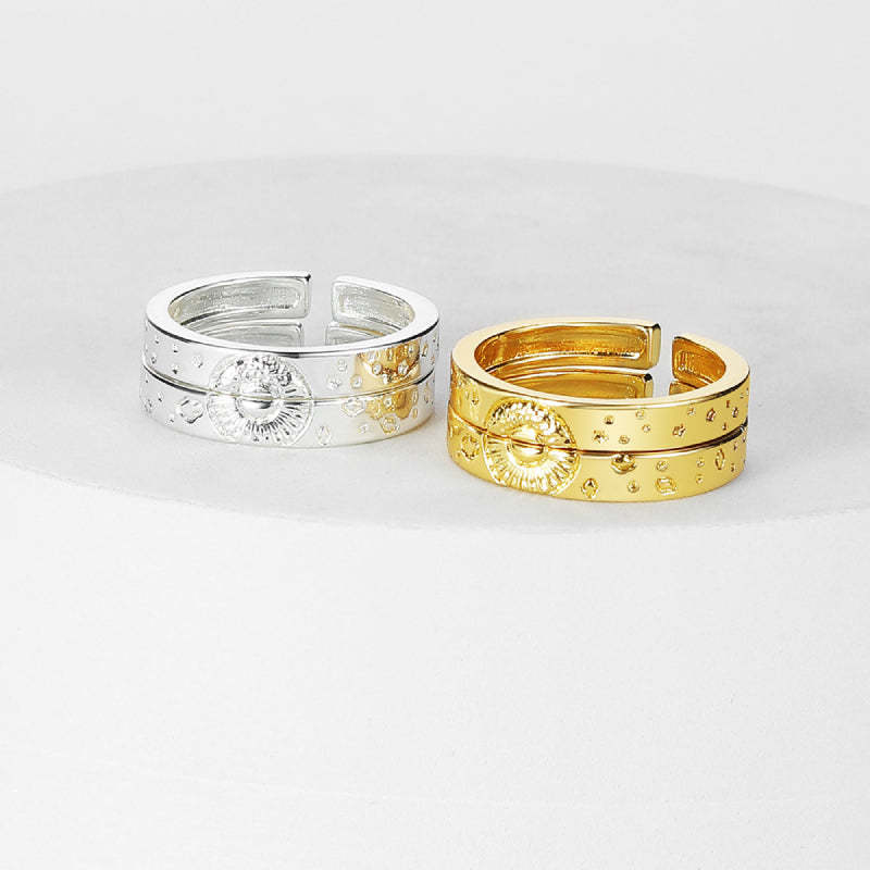 Sun and Moon Couple Rings Matching Ring Adjustable Ring Jewelry Gift for Lovers - yournamenecklaceuk