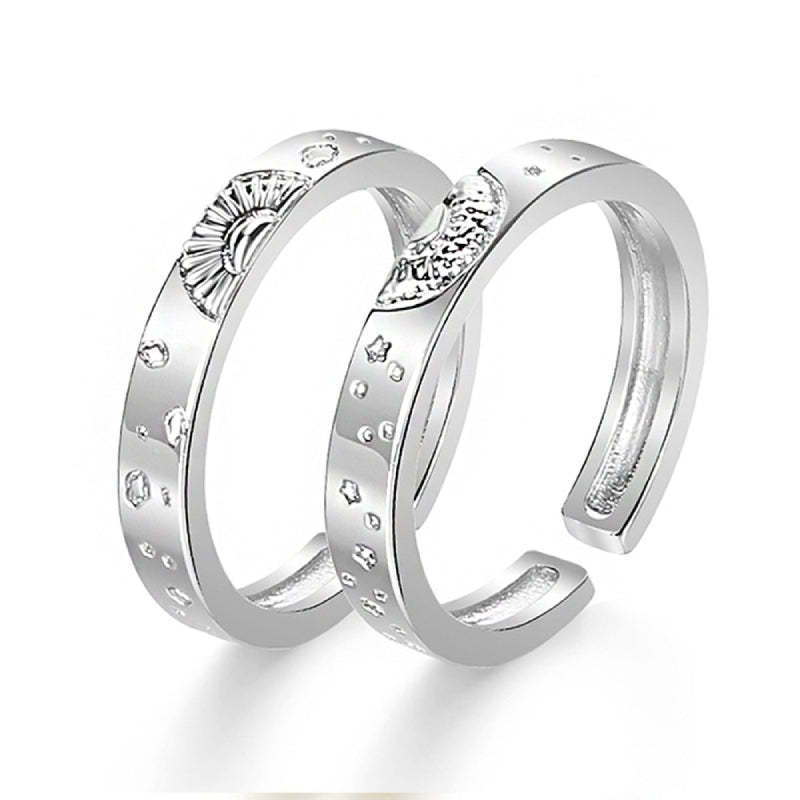 Sun and Moon Couple Rings Matching Ring Adjustable Ring Jewelry Gift for Lovers - yournamenecklaceuk