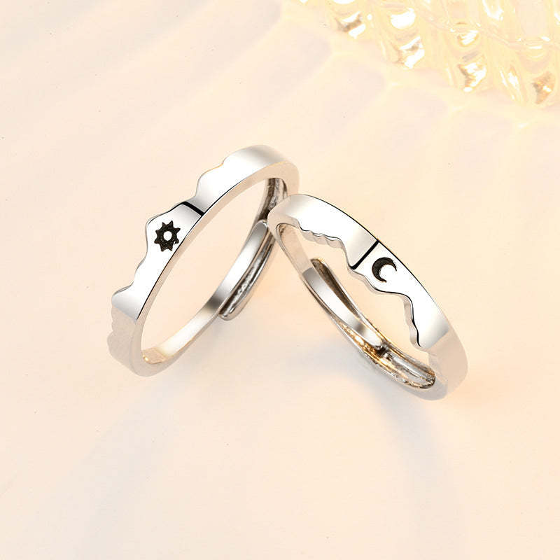 Sun and Moon Couple Rings Matching Promise Ring Adjustable Ring Gift for Lovers - yournamenecklaceuk