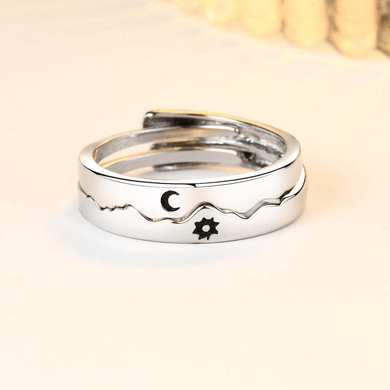 Sun and Moon Couple Rings Matching Promise Ring Adjustable Ring Gift for Lovers - yournamenecklaceuk