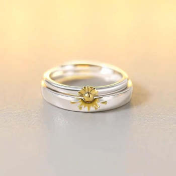 Sunflower Matching Promise Rings Couple Adjustable Ring Jewelry Gift for Lovers - yournamenecklaceuk