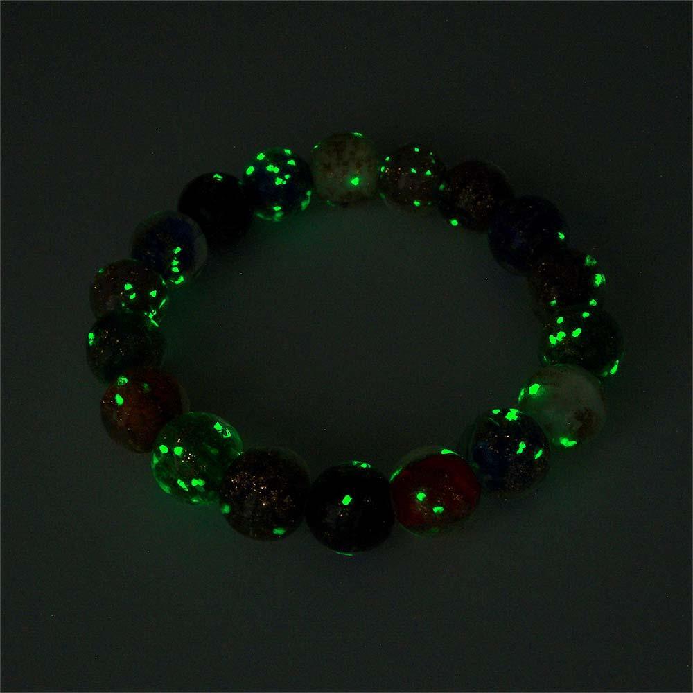 Colorful Firefly Glass Stretch Beaded Bracelet Glow in the Dark Luminous Bracelet - yournamenecklaceuk