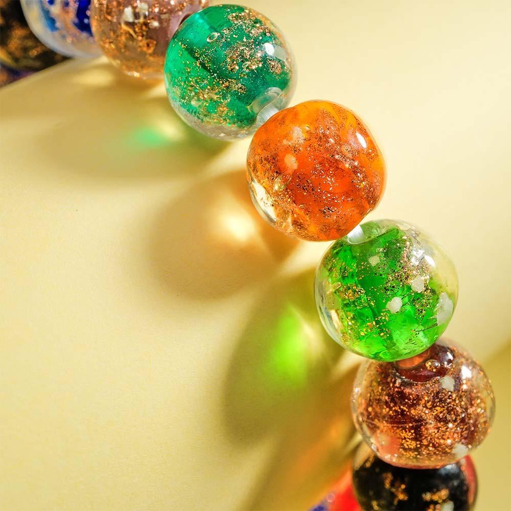 Colorful Firefly Glass Stretch Beaded Bracelet Glow in the Dark Luminous Bracelet - yournamenecklaceuk