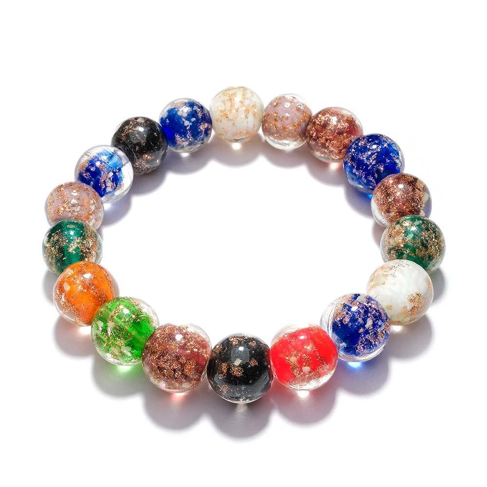 Colorful Firefly Glass Stretch Beaded Bracelet Glow in the Dark Luminous Bracelet - yournamenecklaceuk