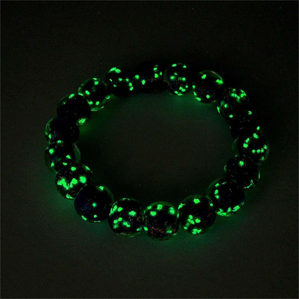 Cerulean Blue Firefly Glass Stretch Beaded Bracelet Glow in the Dark Luminous Bracelet - yournamenecklaceuk