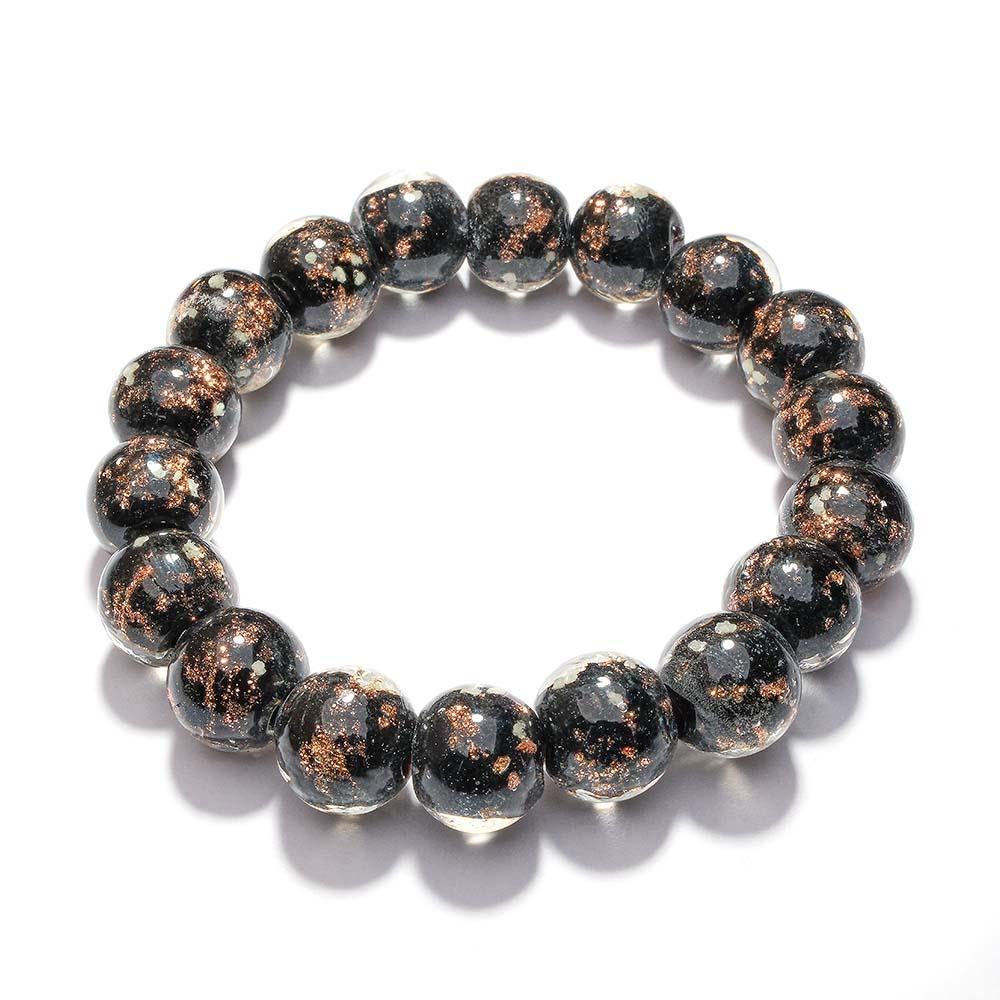 Black Firefly Glass Stretch Beaded Bracelet Glow in the Dark Luminous Bracelet - yournamenecklaceuk