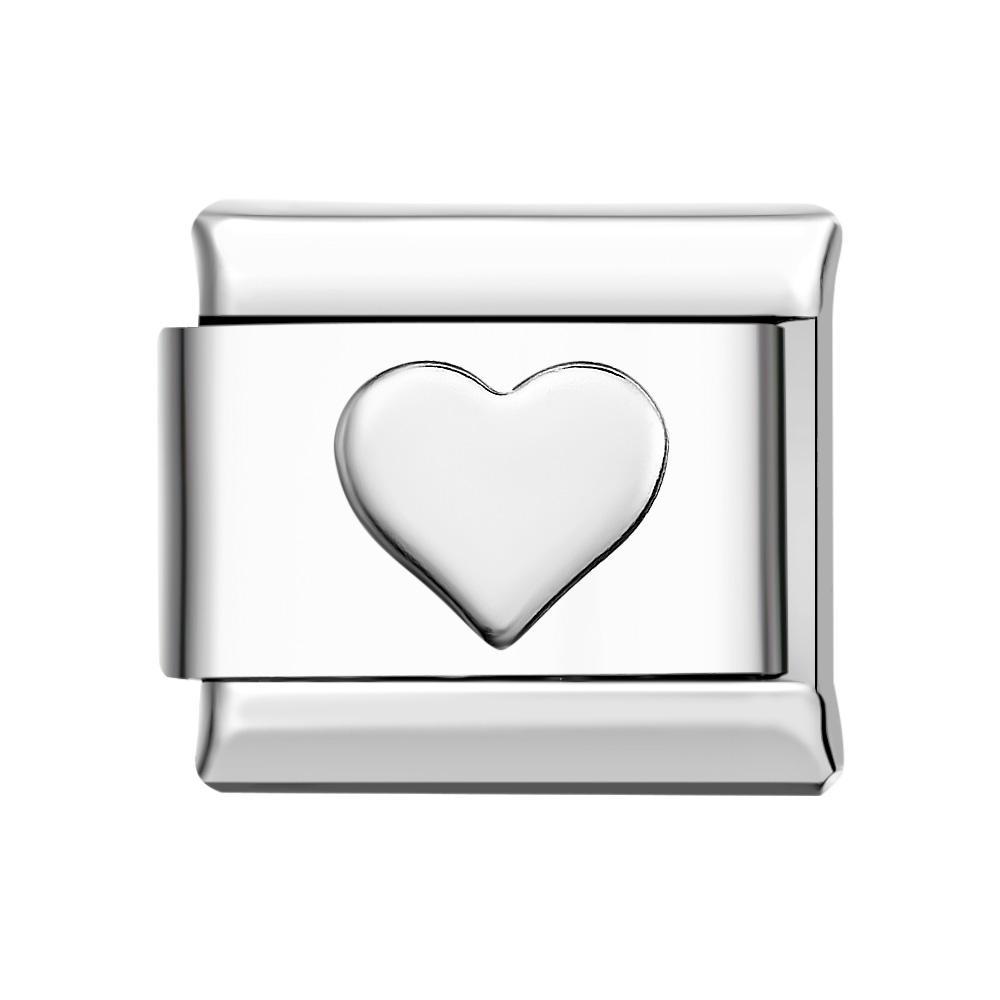 Engraved Heart Italian Charm For Italian Charm Bracelets Composable Link - yournamenecklaceuk