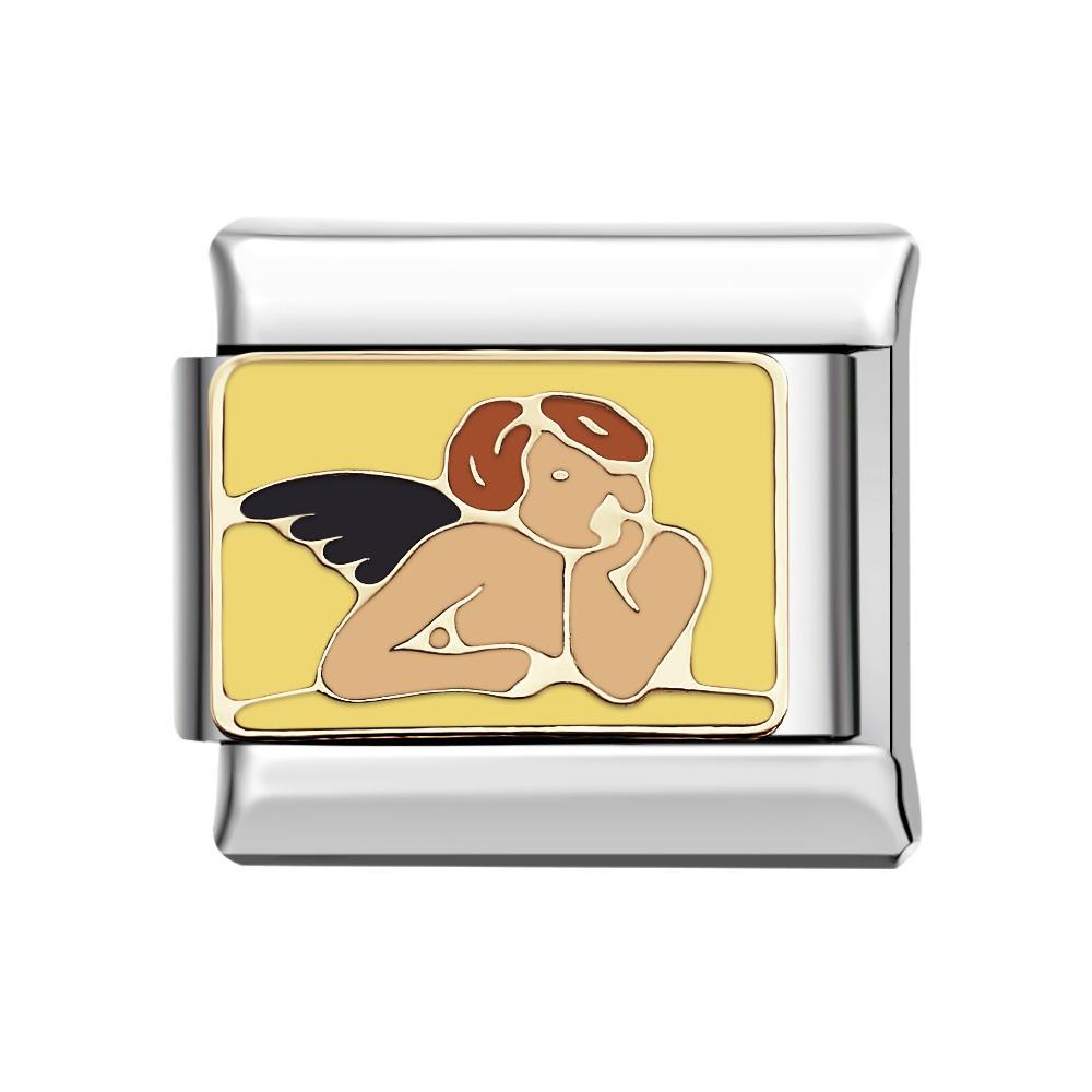 Orange Angle Italian Charm For Italian Charm Bracelets Composable Link - yournamenecklaceuk