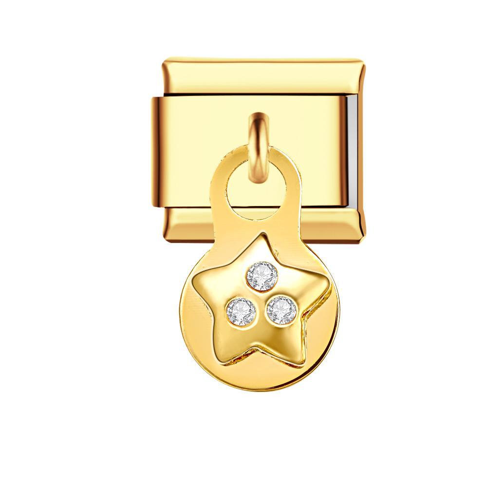 Shiny Star Italian Charm For Italian Charm Bracelets Composable Link - yournamenecklaceuk