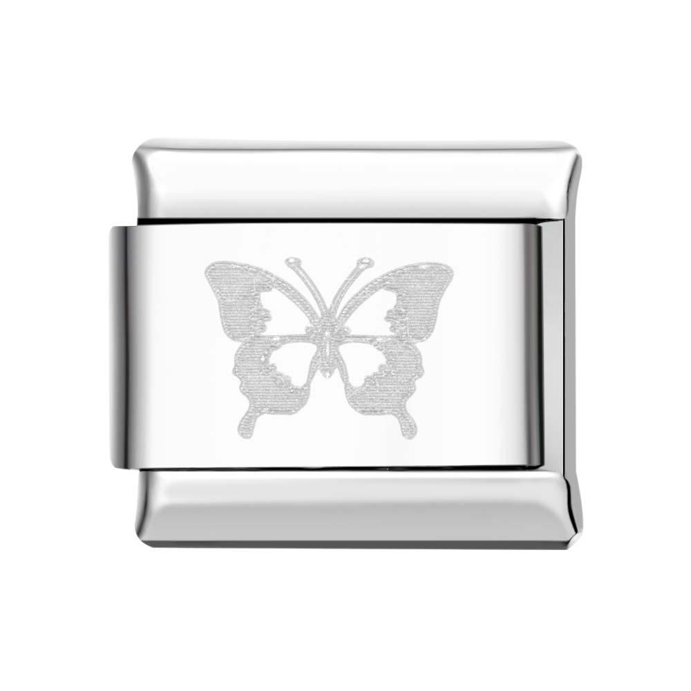 Gray Butterfly Italian Charm For Italian Charm Bracelets Composable Link - yournamenecklaceuk