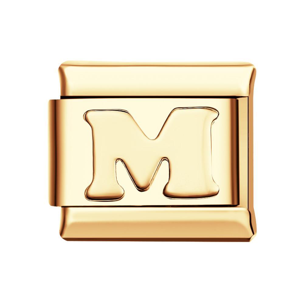Alphabet M-Gold Italian Charm For Italian Charm Bracelets Composable Link - yournamenecklaceuk