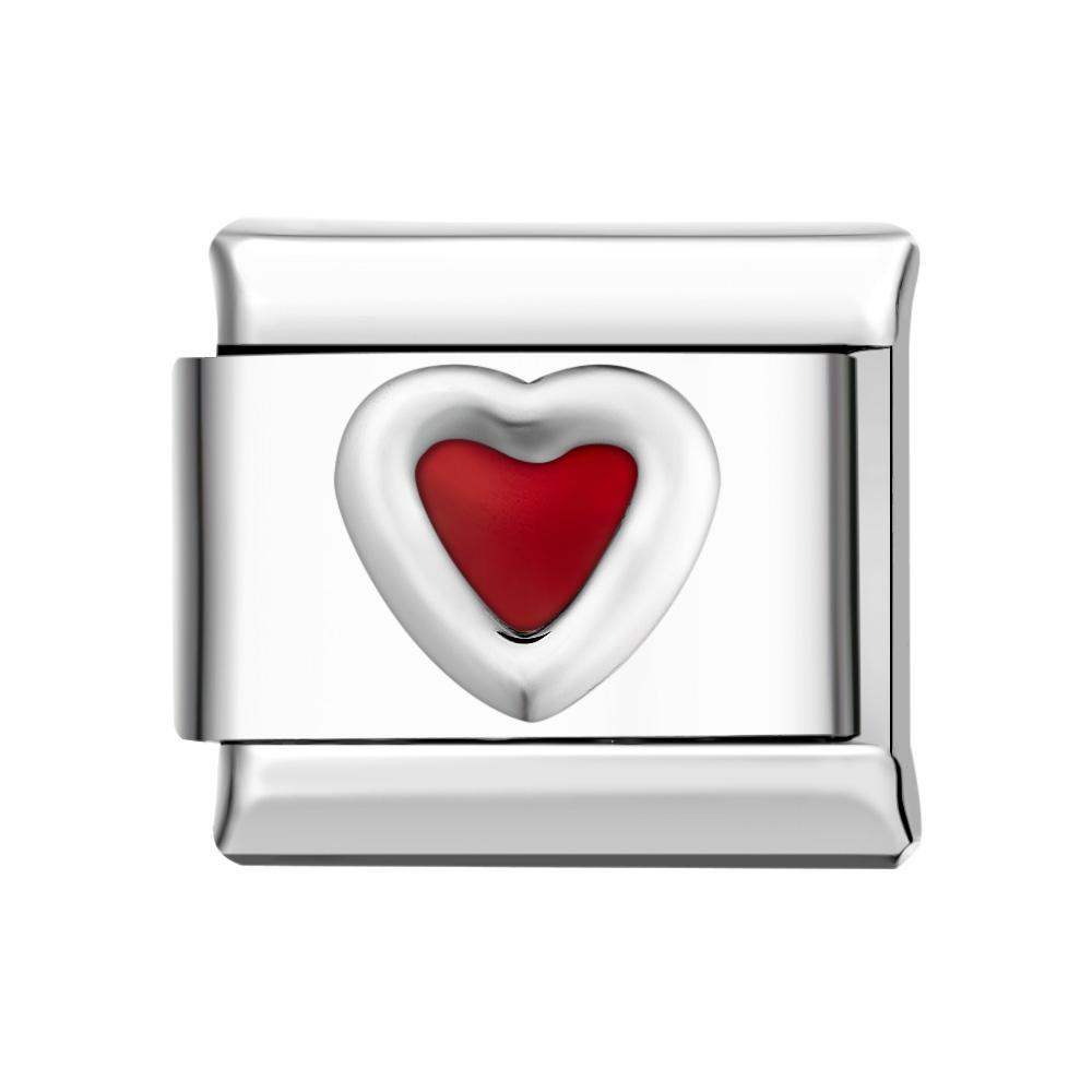 Love Heart - Red Italian Charm For Italian Charm Bracelets Composable Link - yournamenecklaceuk
