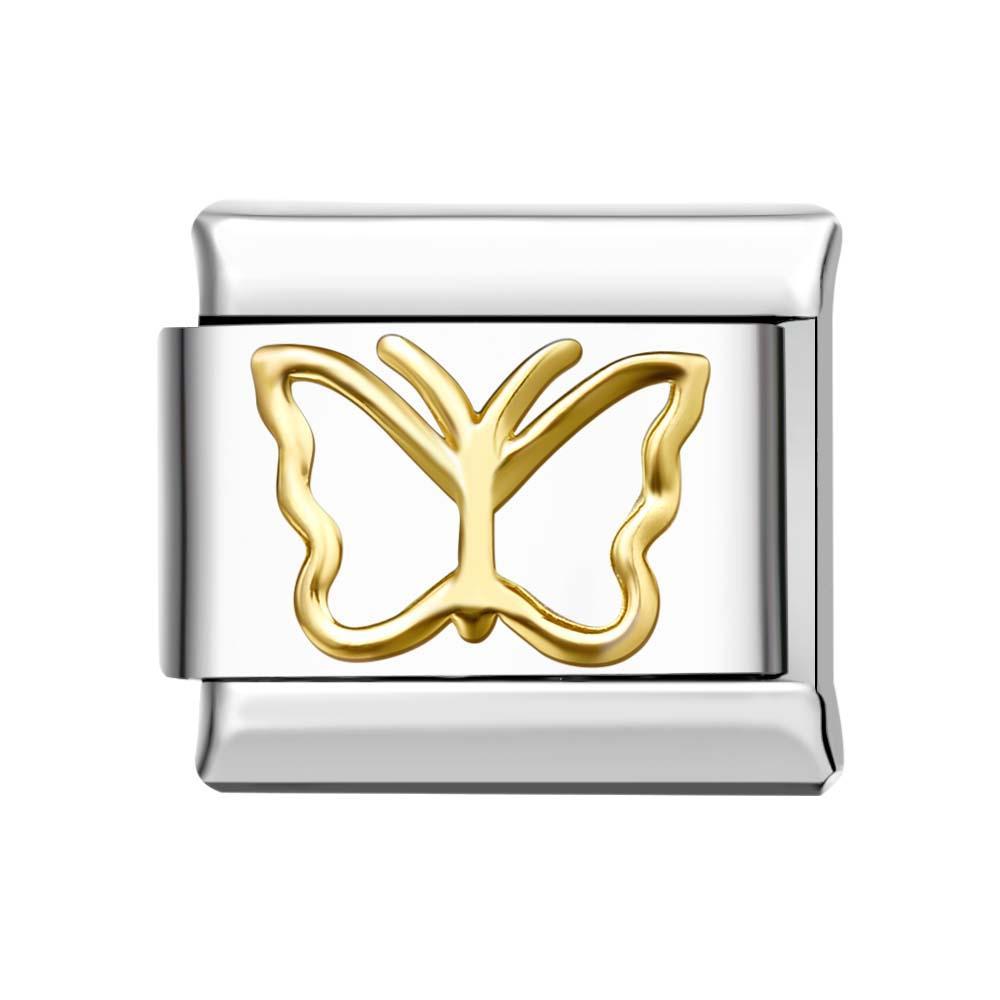 Classic Golden Butterfly Italian Charm For Italian Charm Bracelets Composable Link - yournamenecklaceuk