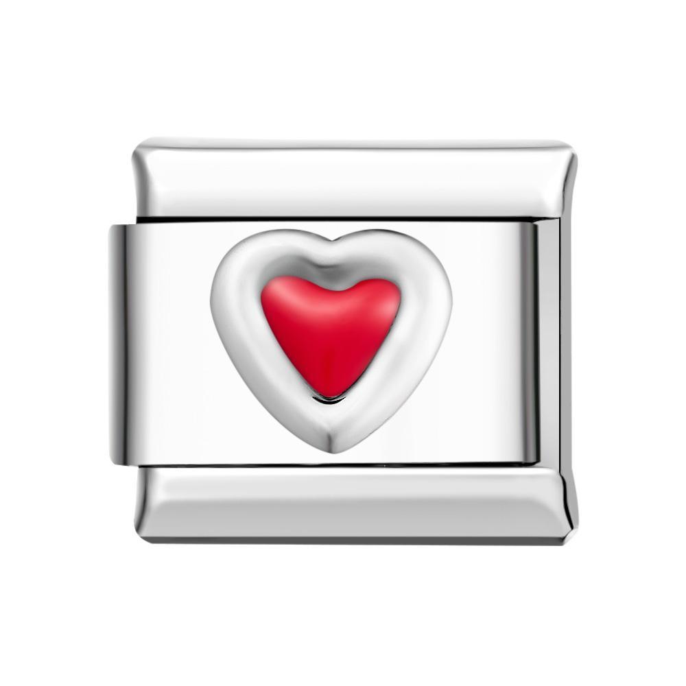 Love Heart - Light Rose Italian Charm For Italian Charm Bracelets Composable Link - yournamenecklaceuk