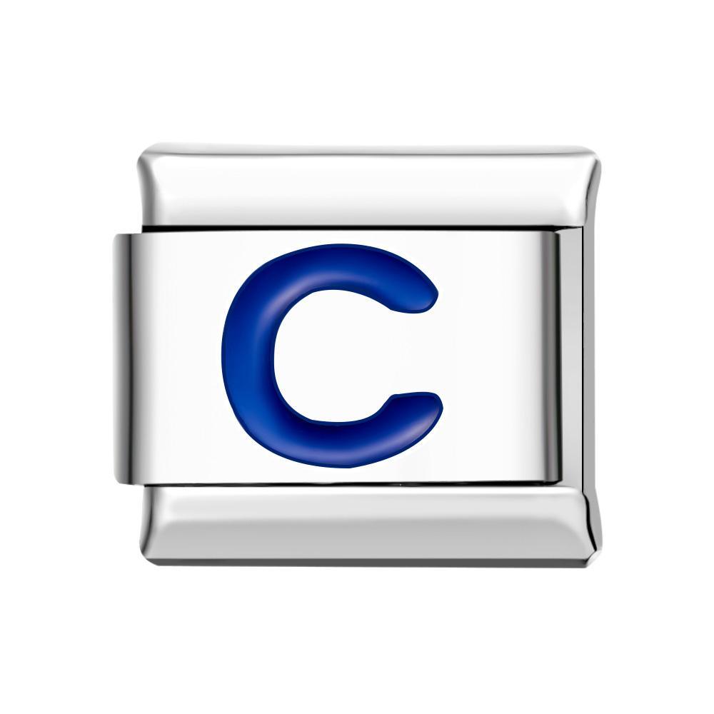 Blue C Italian Charm For Italian Charm Bracelets Composable Link - yournamenecklaceuk