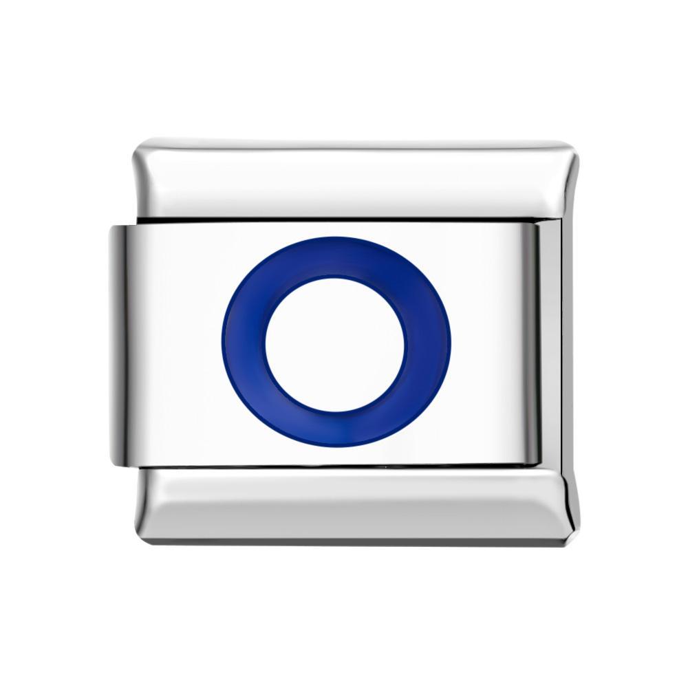 Blue O Italian Charm For Italian Charm Bracelets Composable Link - yournamenecklaceuk