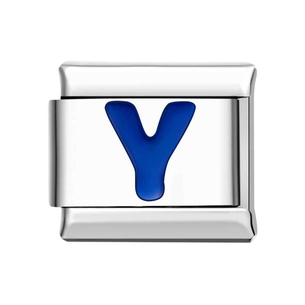 Blue Y Italian Charm For Italian Charm Bracelets Composable Link - yournamenecklaceuk