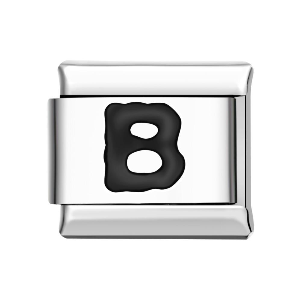 Letter A-Black Italian Charm For Italian Charm Bracelets Composable Link - yournamenecklaceuk