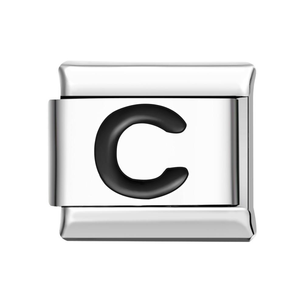 Letter A-Black Italian Charm For Italian Charm Bracelets Composable Link - yournamenecklaceuk