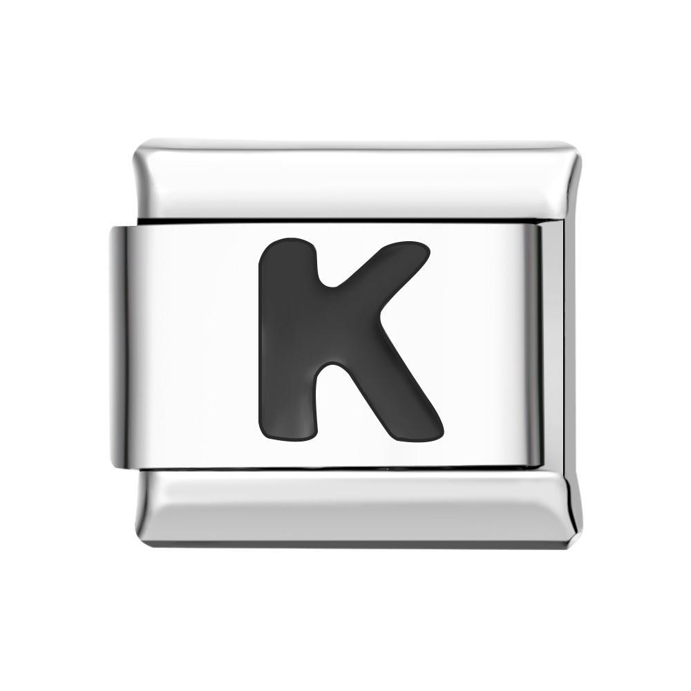 Letter A-Black Italian Charm For Italian Charm Bracelets Composable Link - yournamenecklaceuk
