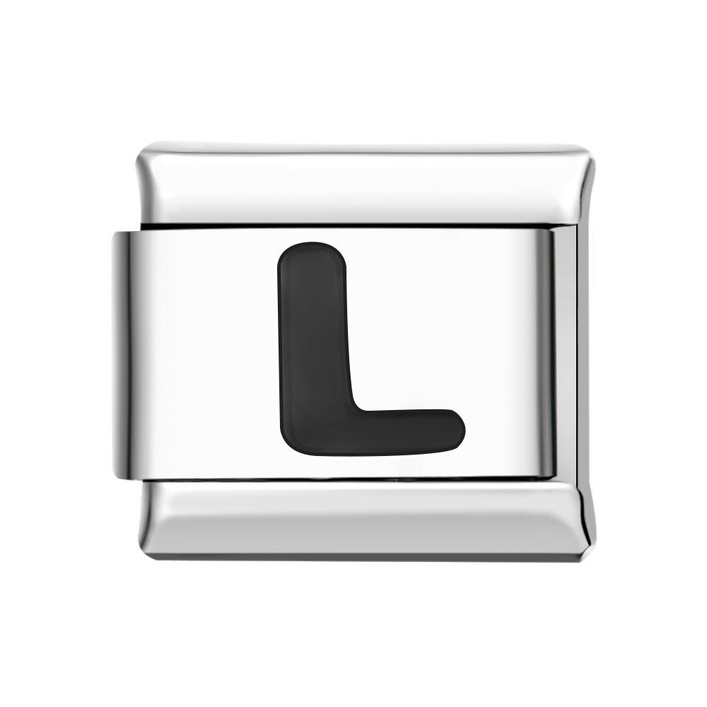 Letter A-Black Italian Charm For Italian Charm Bracelets Composable Link - yournamenecklaceuk