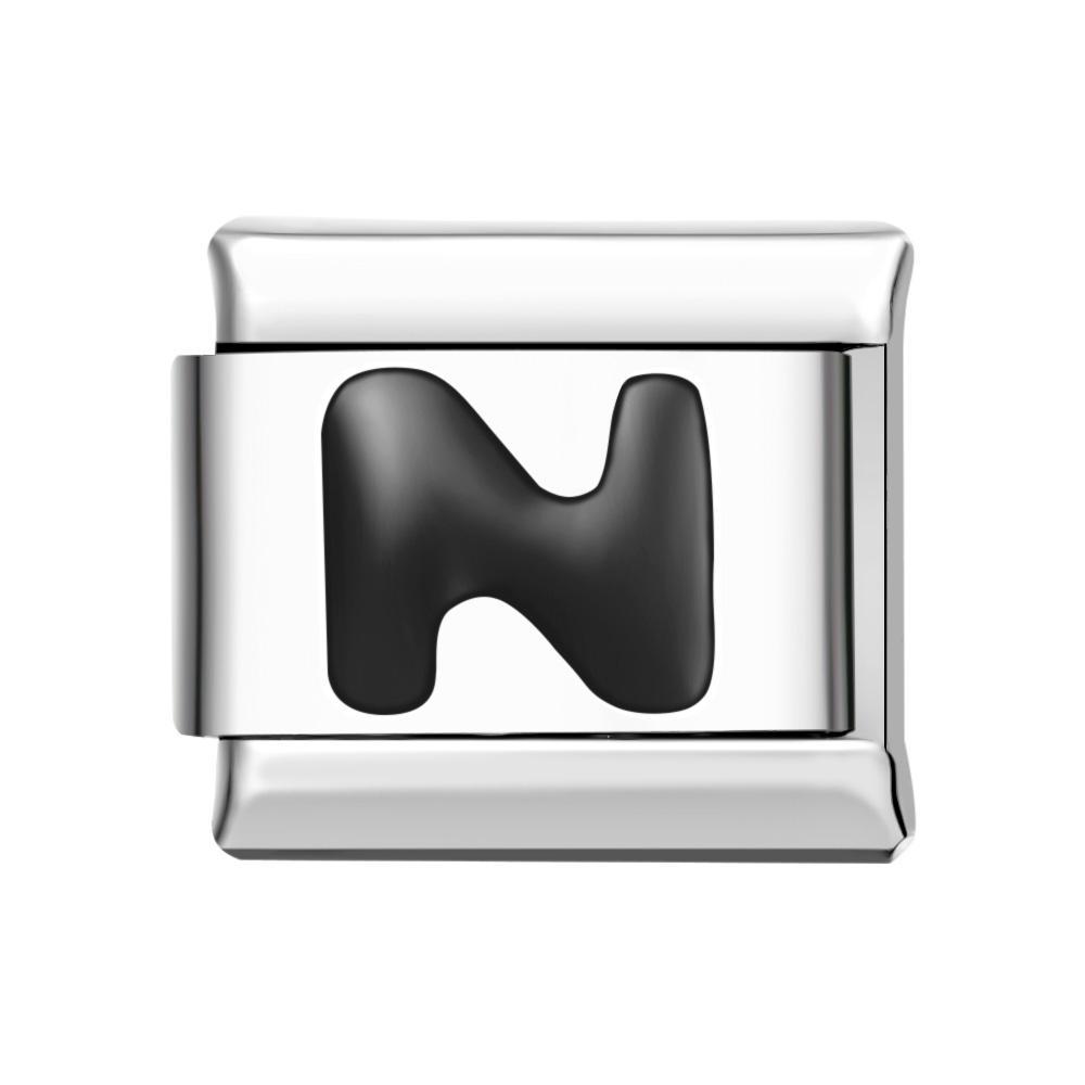 Letter A-Black Italian Charm For Italian Charm Bracelets Composable Link - yournamenecklaceuk