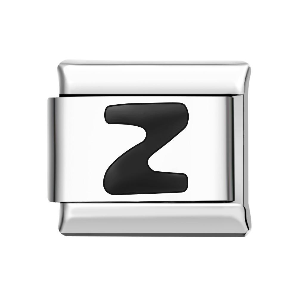 Letter A-Black Italian Charm For Italian Charm Bracelets Composable Link - yournamenecklaceuk