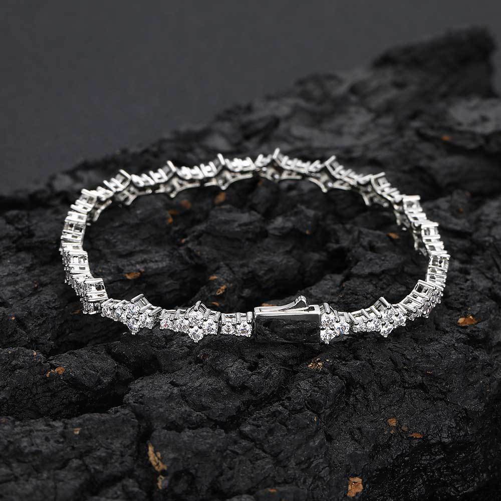 Spring Clasp Zirconia Tennis Bracelet Single Row Chain