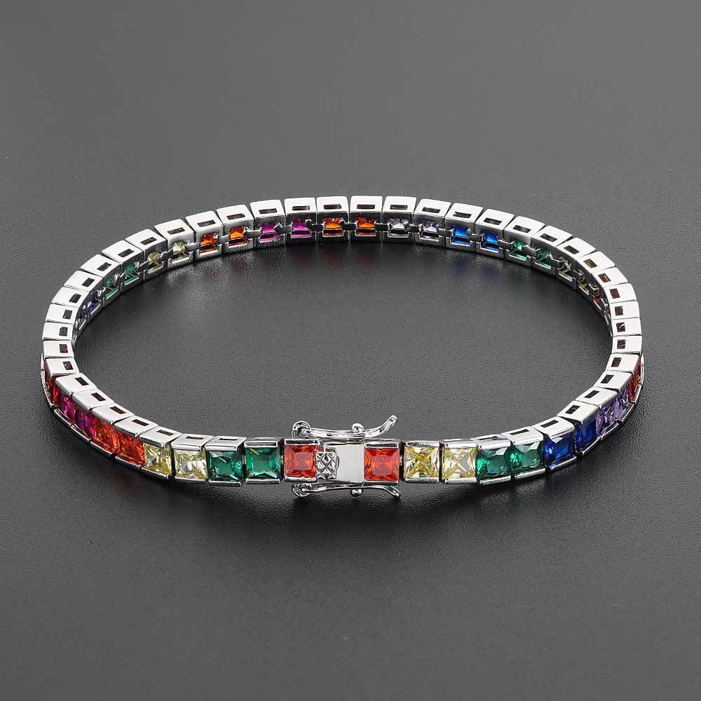 Colored Tennis Bracelet Square Zirconia Bracelet - yournamenecklaceuk