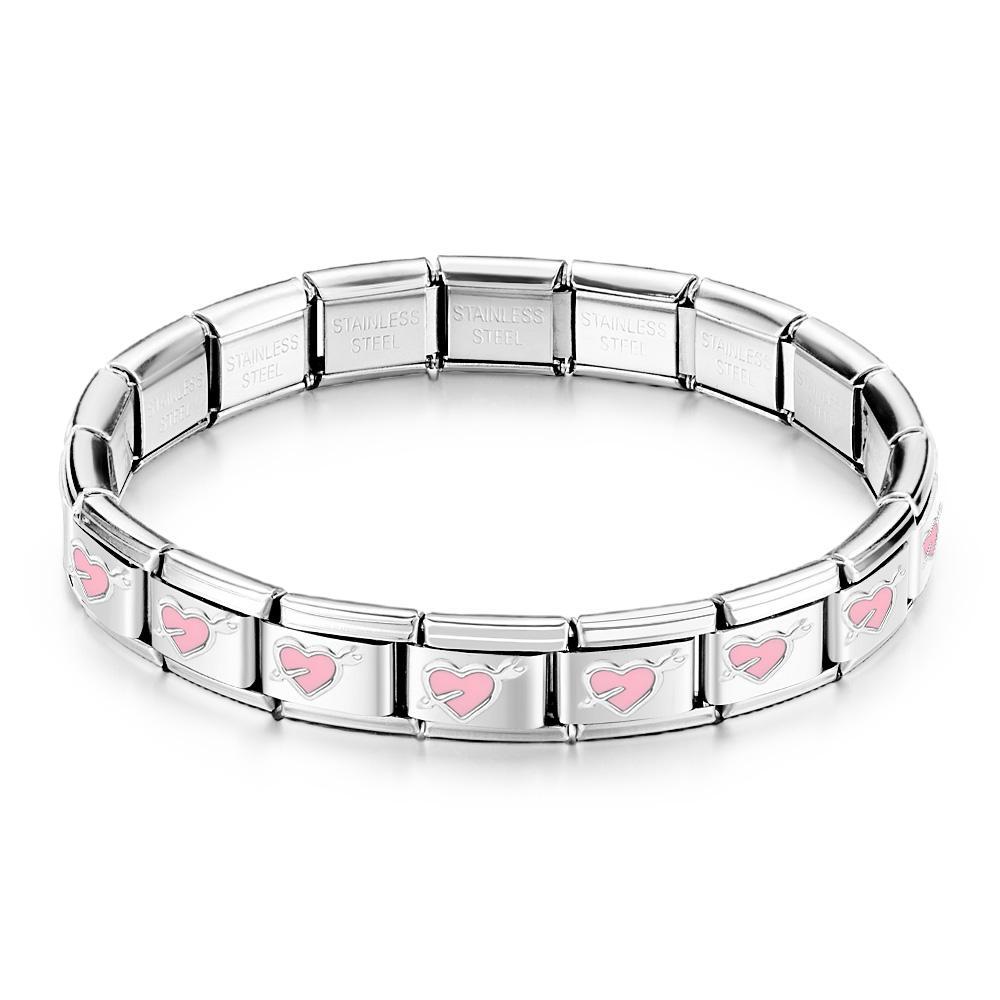 Love at First Sight Light Pink Vintage Italian Charm Bracelet - yournamenecklaceuk
