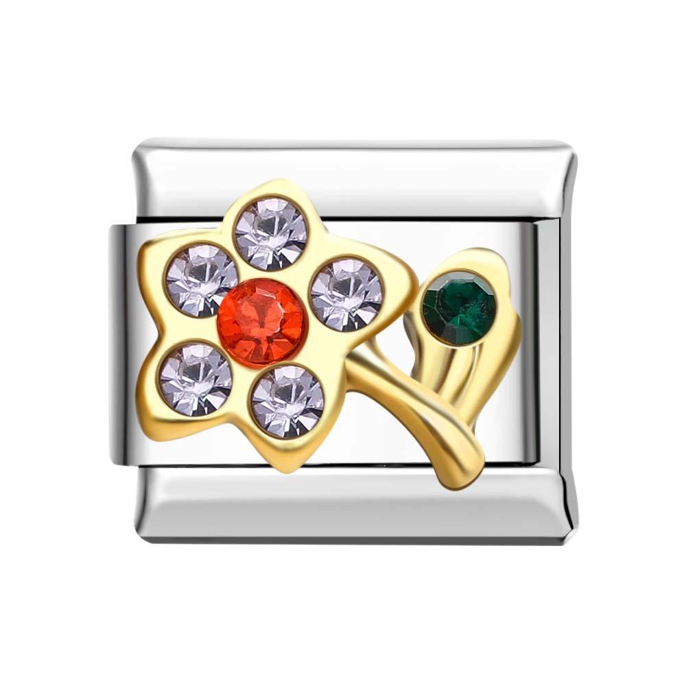 Rainbow Stones Italian Charm For Italian Charm Bracelets Composable Link - yournamenecklaceuk