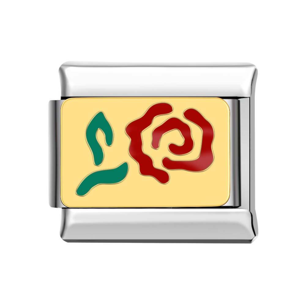 New Red Flower Italian Charm For Italian Charm Bracelets Composable Link - yournamenecklaceuk