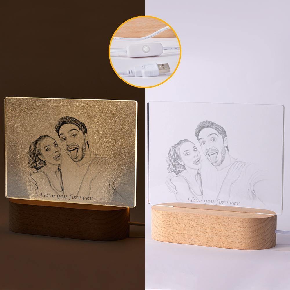 Personalised Photo Engraved Night Light Couple Theme - yournamenecklaceuk
