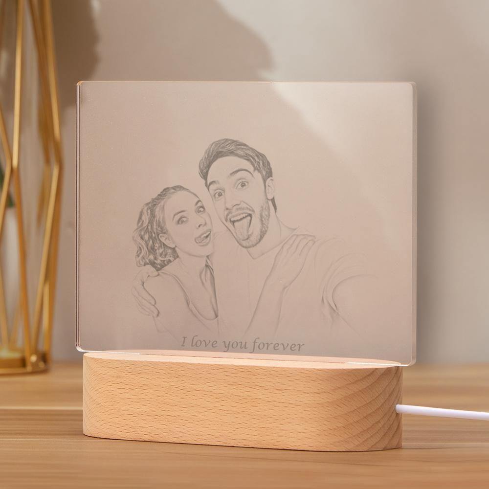 Personalised Photo Engraved Night Light Couple Theme - yournamenecklaceuk