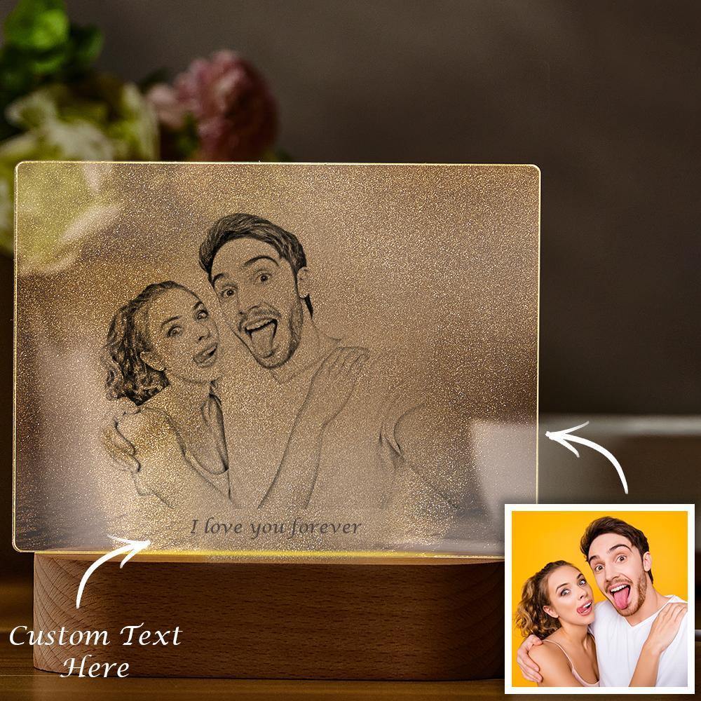 Personalised Photo Engraved Night Light Couple Theme - yournamenecklaceuk