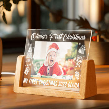 Custom Photo Lamp Baby's First Christmas Personalized Name Acrylic Light - yournamenecklaceuk