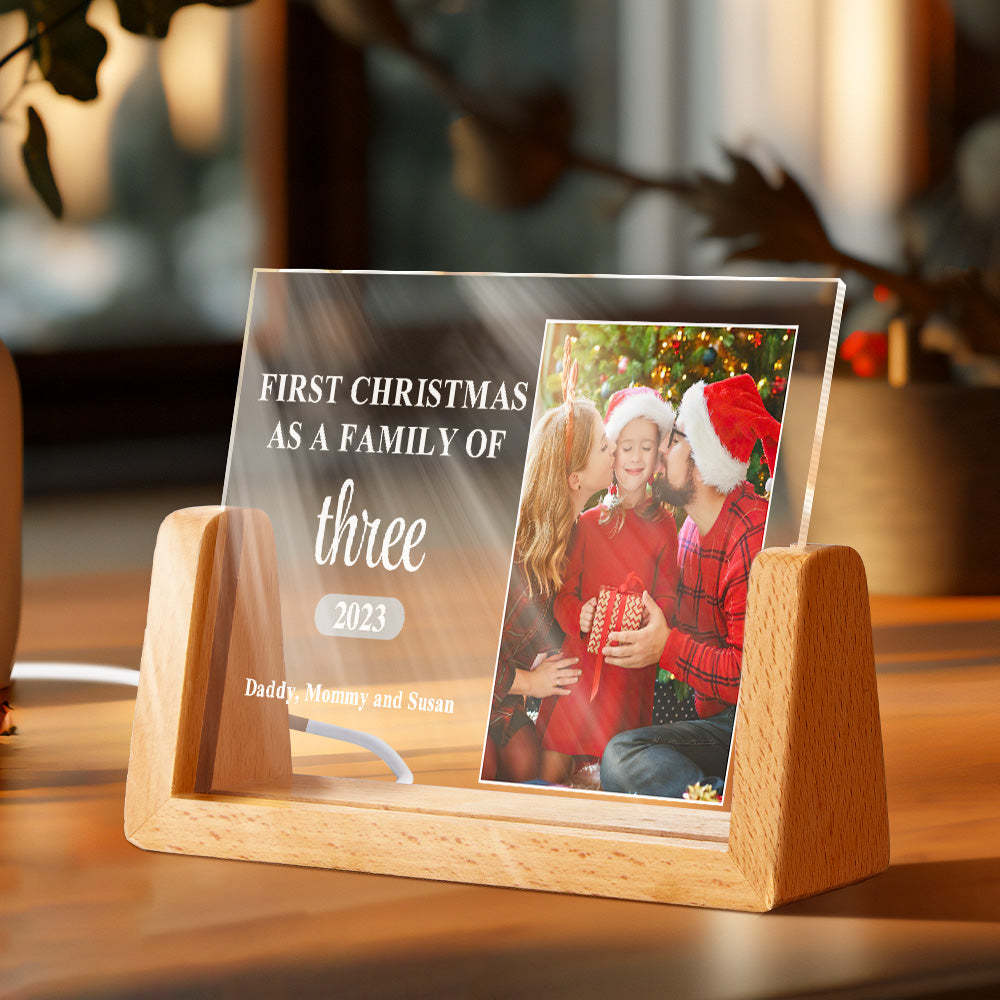 Custom Family Photo First Christmas Personalized Name Acrylic Lamp - yournamenecklaceuk