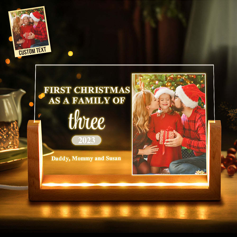 Custom Family Photo First Christmas Personalized Name Acrylic Lamp - yournamenecklaceuk