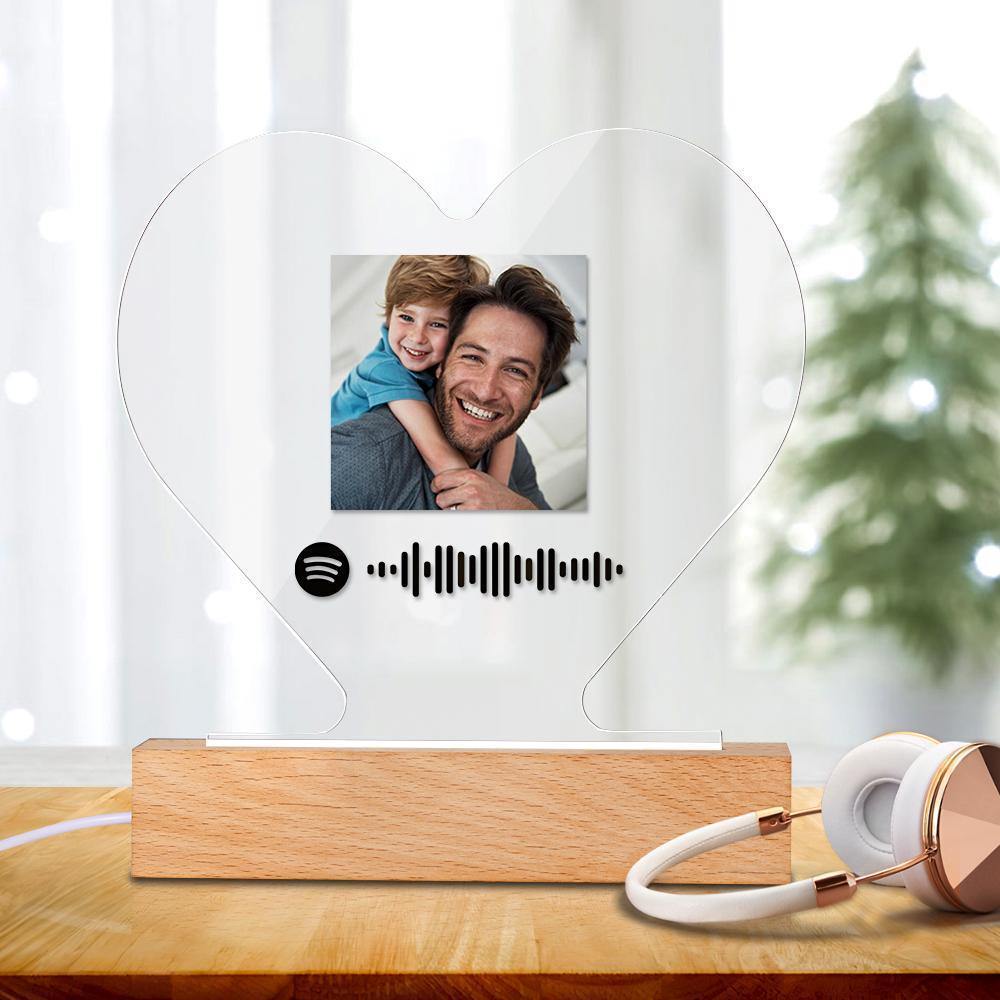 Father's Day Gift Custom Scannable Spotify Code Night Light Photo Music Home Gifts - soufeelus