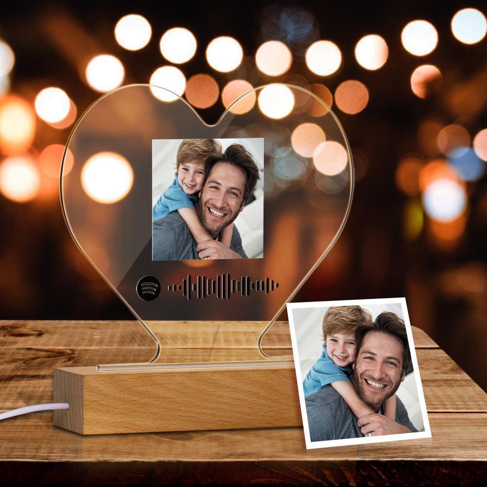 Father's Day Gift Custom Scannable Spotify Code Night Light Photo Music Home Gifts - soufeelus